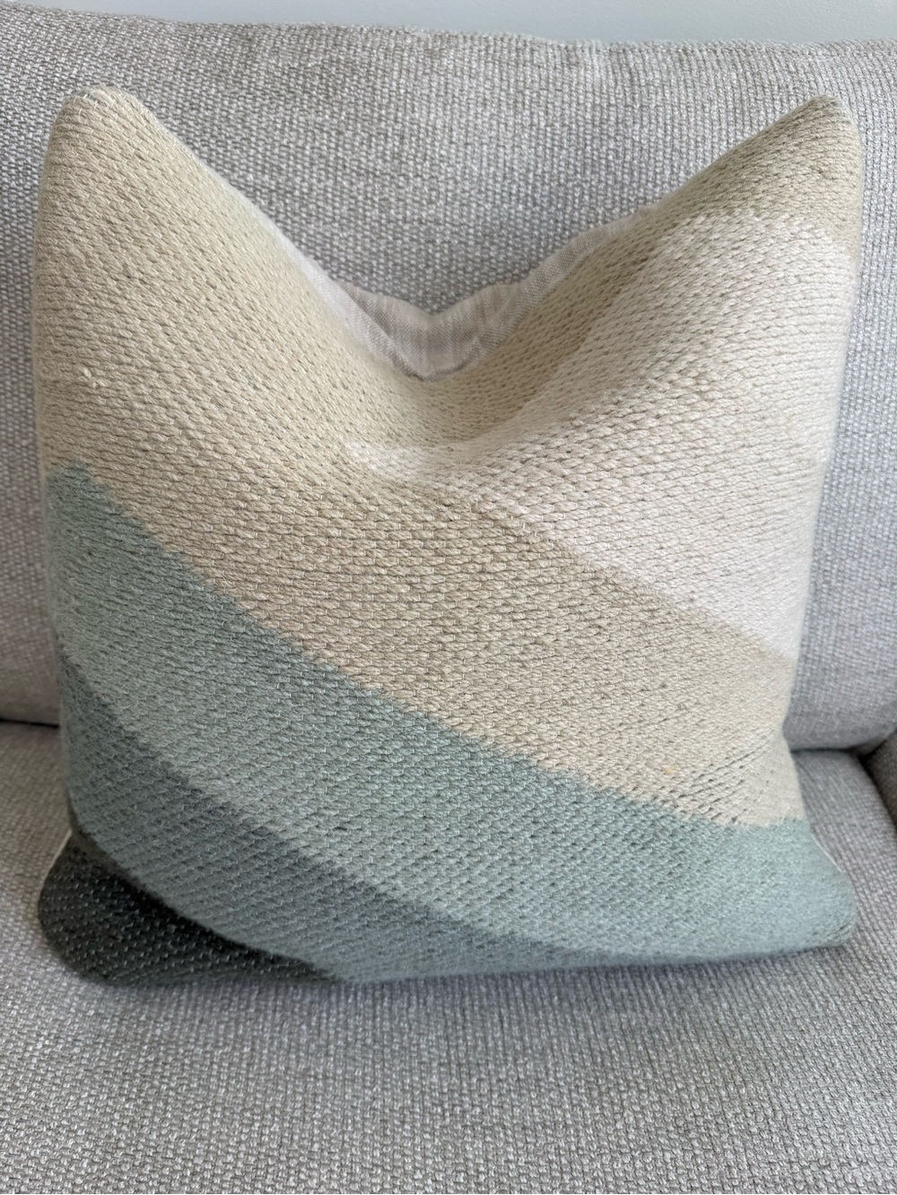 Crate & Barrel Cascade Pillow Covers (2) 20”x20” Wool Face Linen Back Hidden Zip